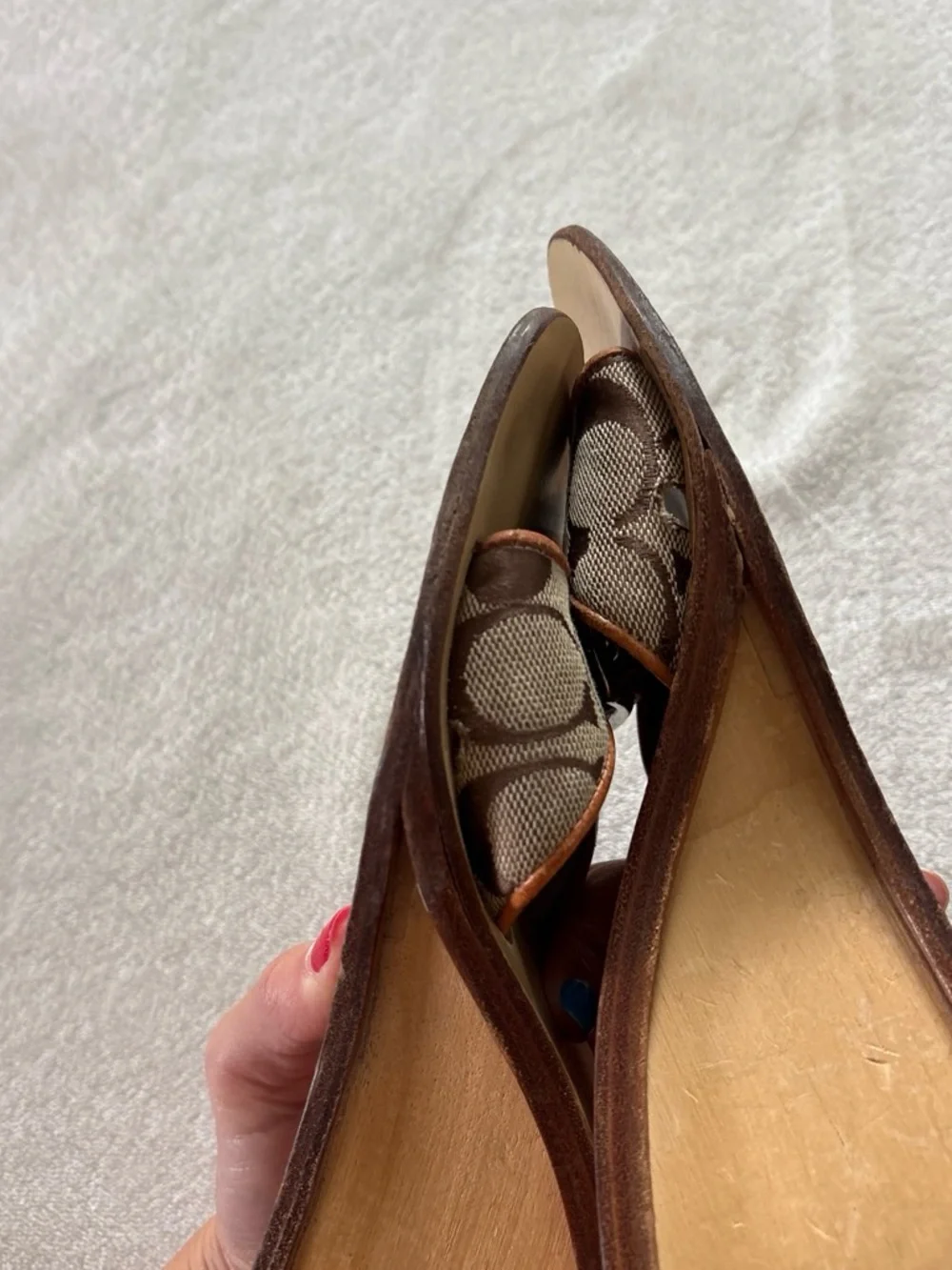 Coach Honey Wooden Platform Wedge Heels 1999 Brown Size 6